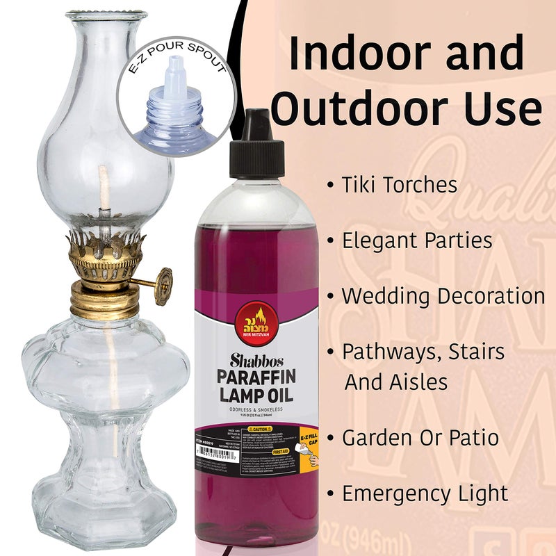 Ner Mitzvah Paraffin Lamp Oil - Purple Smokeless, Odorless, Clean Burning Fuel for Indoor and Outdoor Use with E-Z Fill Cap and Pouring Spout - 32oz - Image 4